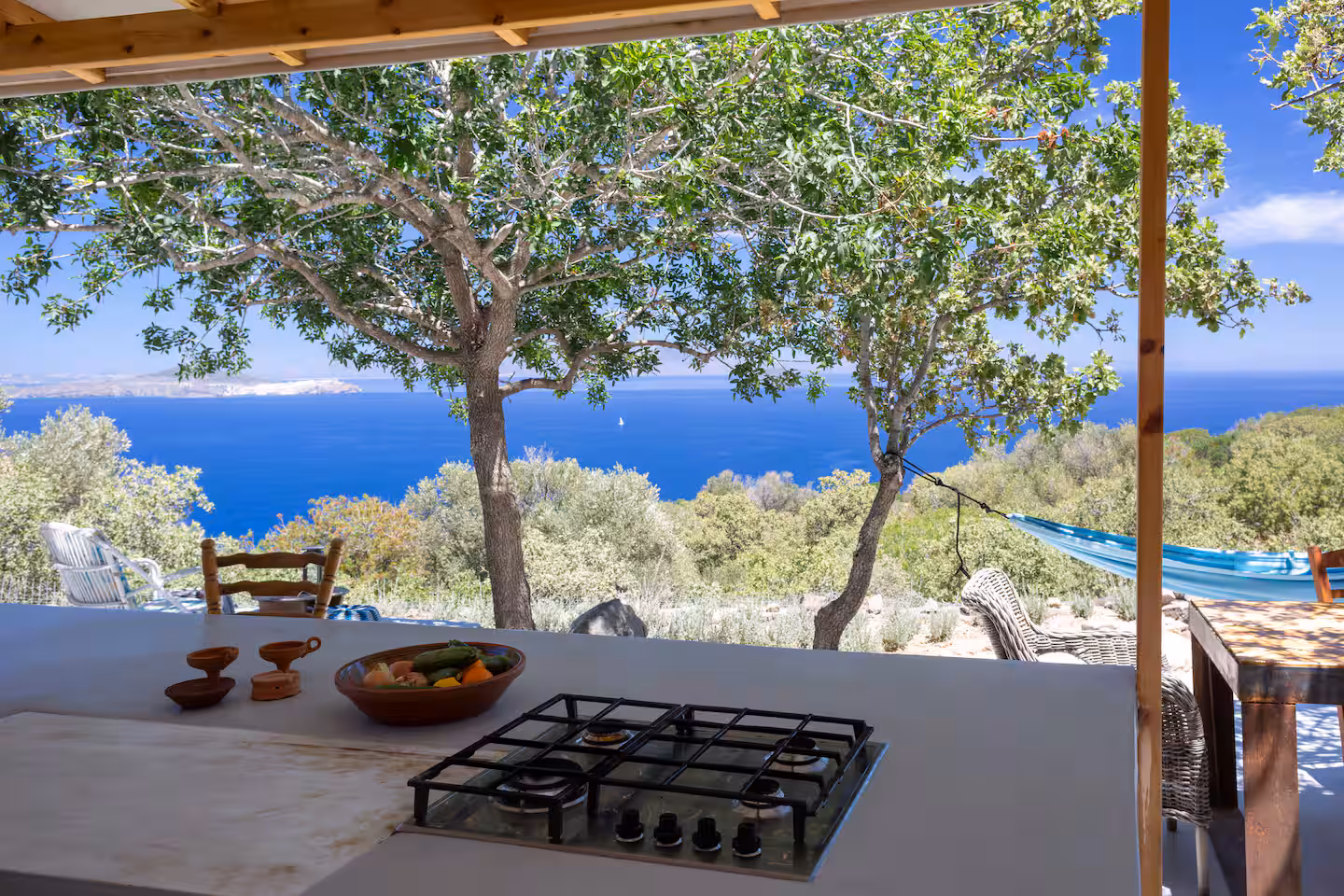 Outdoor kitchen with sea view